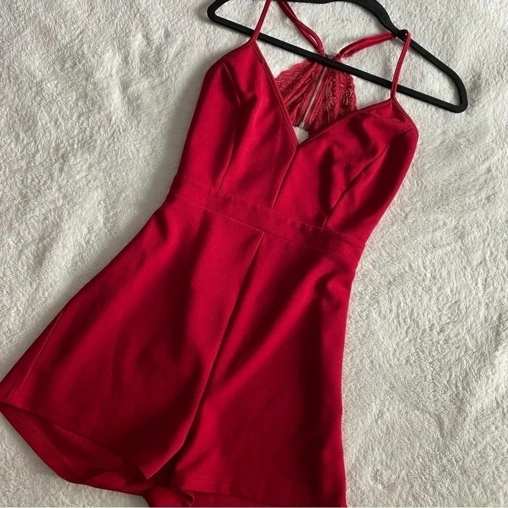 Red Lace Back Romper​